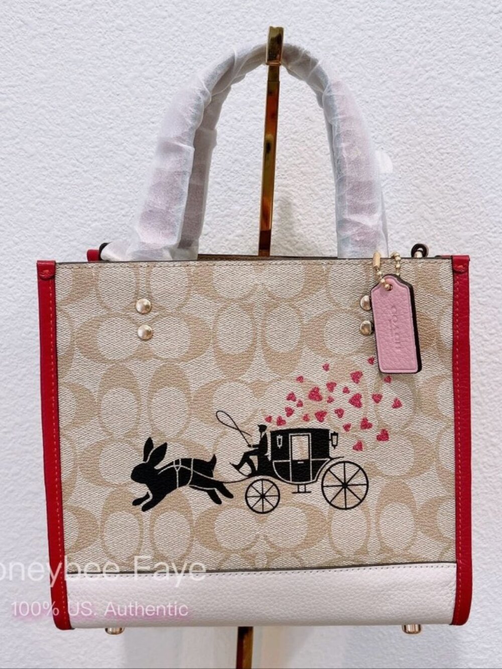 NWT Coach Lunar New Year Dempsey Tote 22 In Signature Canvas With Rabbit